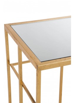 table console en métal doré et verre de style rétro