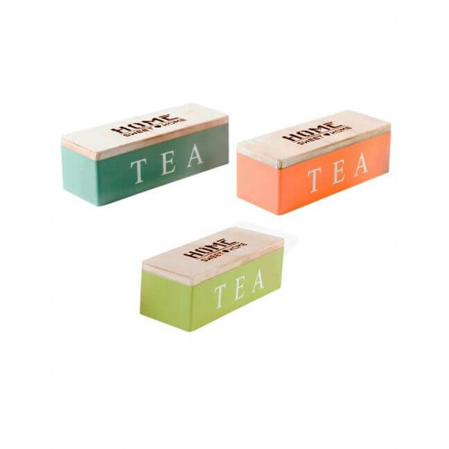 Boîte à thé 3 compartiments. 3 couleurs pastels disponibles