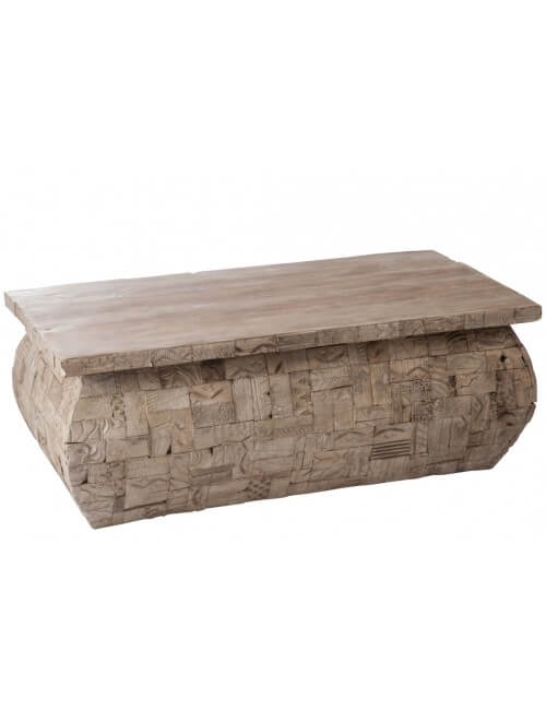 Table de salon rectangulaire en bois gris naturel