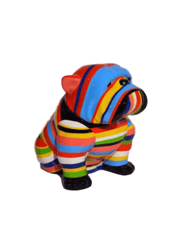 statue chien bouledogue anglais résine multicolore