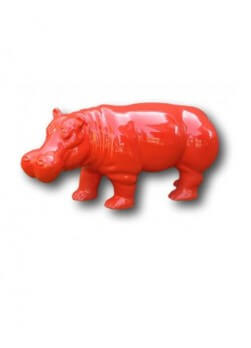 Hippopotame XL en résine de couleur uni. 3 couleurs disponible.