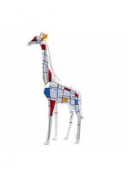 Girafe en résine de polyester de taille XL design mondrian