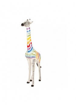 Girafe en résine de polyester taille XXL design zèbre multicolore