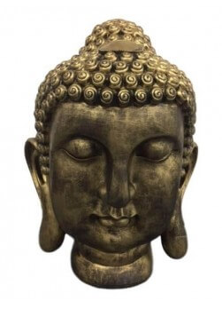 Tête de bouddha en résine de couleur bronze et de 90 cm.