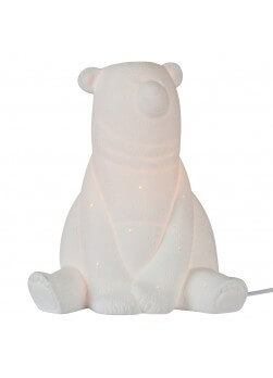 Lampe en porcelaine , lampe biscuit en forme d'ours