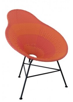 Chaise poire en plastique rouge et métal