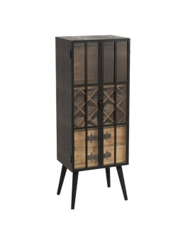 meuble bar vitrine en bois de manguier et acier