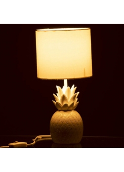 Lampe à poser blanche, pied ananas en résine