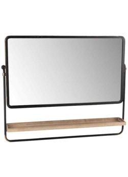 miroir industriel noir avec tablette bois