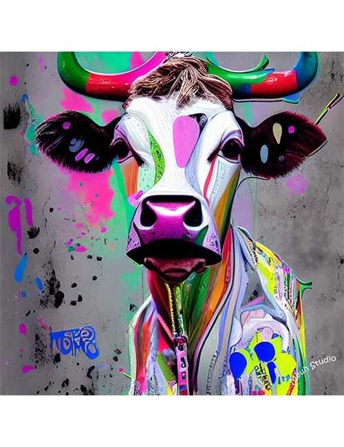 Affiche vache graffiti street art