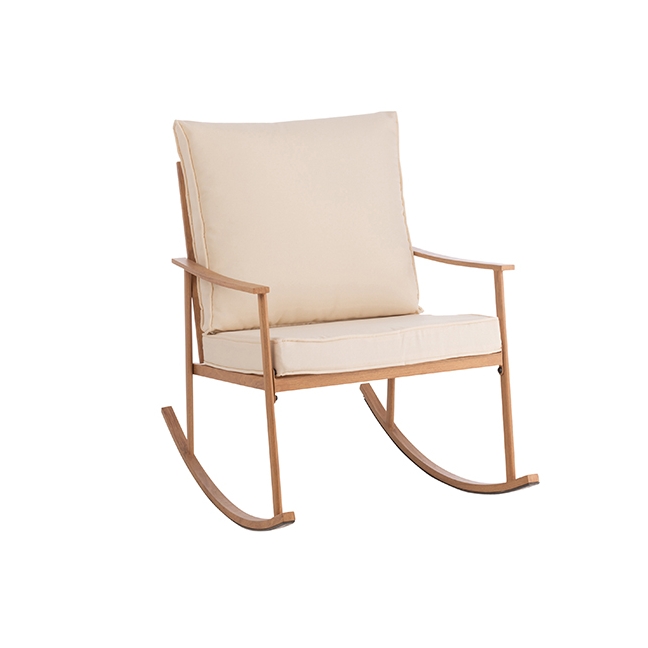 Chaise à bascule bois textile blanc