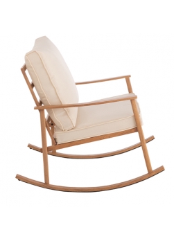 Chaise à bascule bois textile blanc - vue de côté