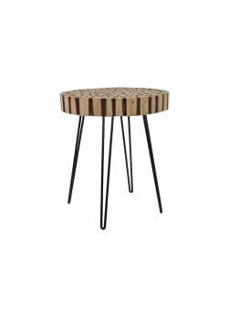 Table en rondin de bois de forme ronde et de style Alpin