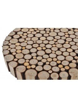 Table en rondin de bois de forme ronde et de style Alpin
