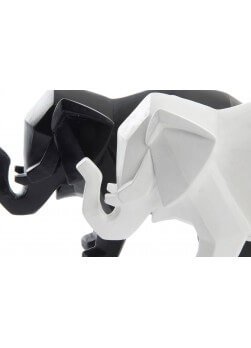 Statuette éléphant en résine. 2 couleurs disponibles, blanc ou noir.