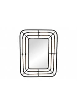Miroir industriel rectangulaire en bois et métal.Design original
